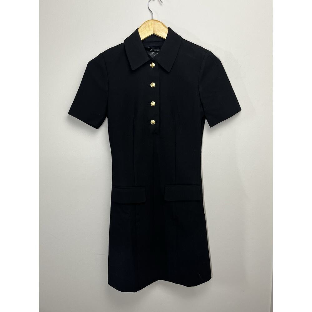 J Crew Parc Dress in Four Season Stretch 00 Black Gold Buttons Tailored A Line